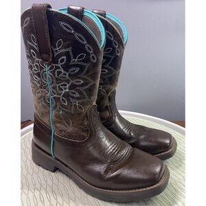 Shyanne Womens Leather Brown&Turquoise Western Cowgirl Cowboy Riding Boots Sz.7B